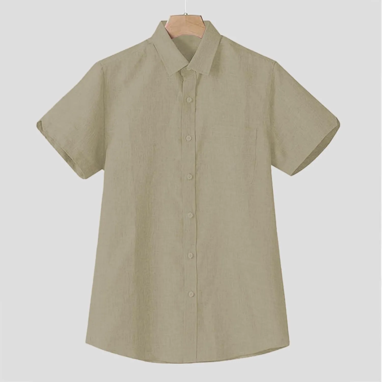 Summer Lapel Solid Color Short Sleeve Comfortable Men's Linen Shirt for Men Clothing Casual Spring Outfits