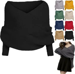 Sweater Scarf with Sleeves,Knitted Cable Wrap,Shrugs for Women,Knitted Wrap,Knitted Scarf with Sleeves for Women
