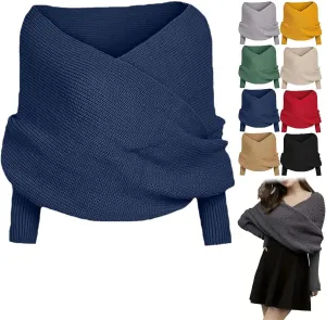 Sweater Scarf with Sleeves,Knitted Cable Wrap,Shrugs for Women,Knitted Wrap,Knitted Scarf with Sleeves for Women