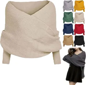 Sweater Scarf with Sleeves,Knitted Cable Wrap,Shrugs for Women,Knitted Wrap,Knitted Scarf with Sleeves for Women