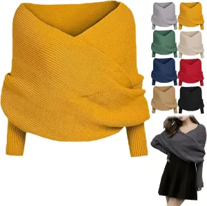 Sweater Scarf with Sleeves,Knitted Cable Wrap,Shrugs for Women,Knitted Wrap,Knitted Scarf with Sleeves for Women