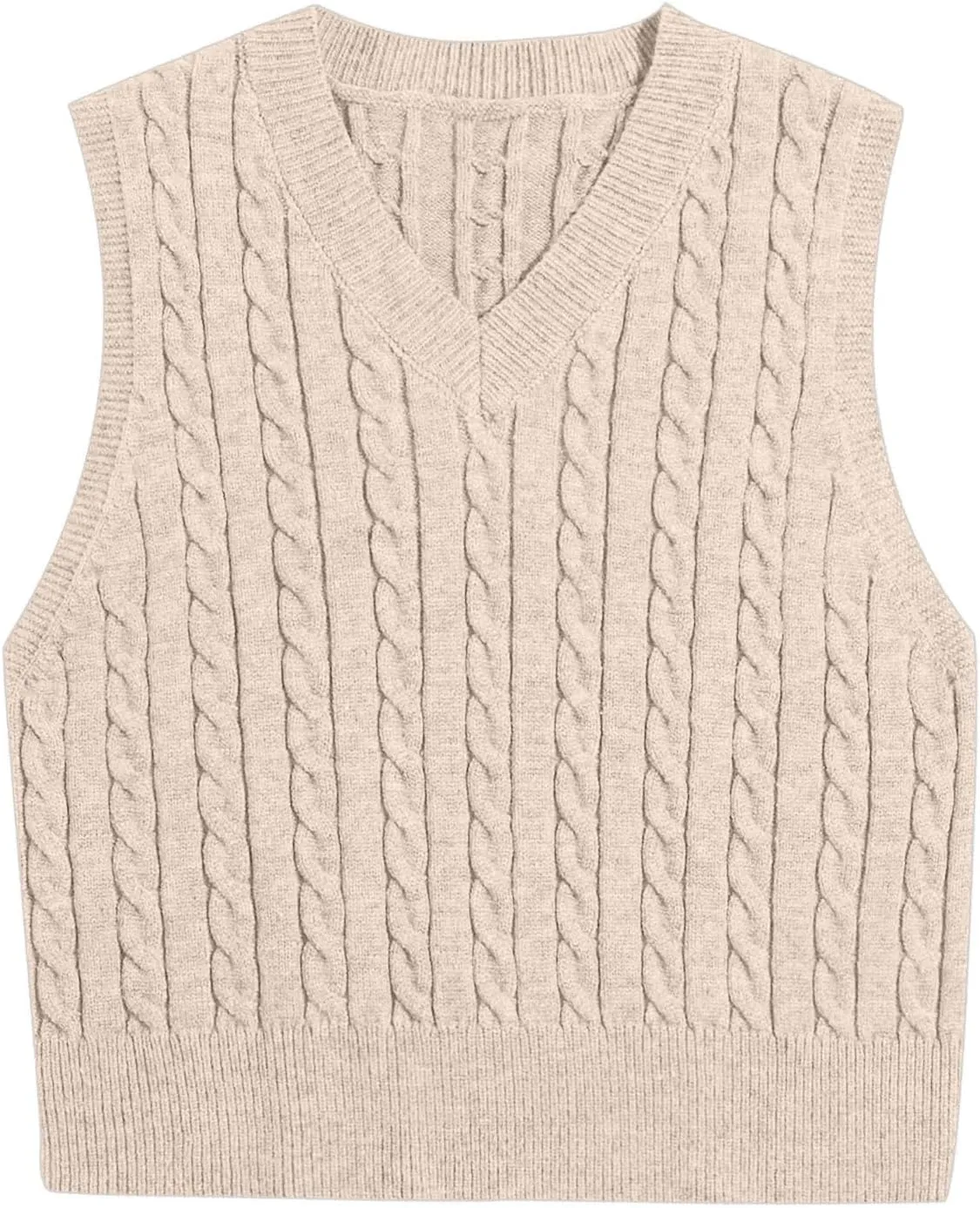 Sweater Vest for Women Fashion Cropped Cable Knit Sweater Vest Casual Sleeveless Knitted Tops Winter Clothes