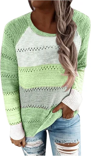 Sweaters for Women Casual Patchwork Sweaters Teen Girls Fashion Hoodies Long Sleeves Shirt Hooded Blouse Knit Pullover