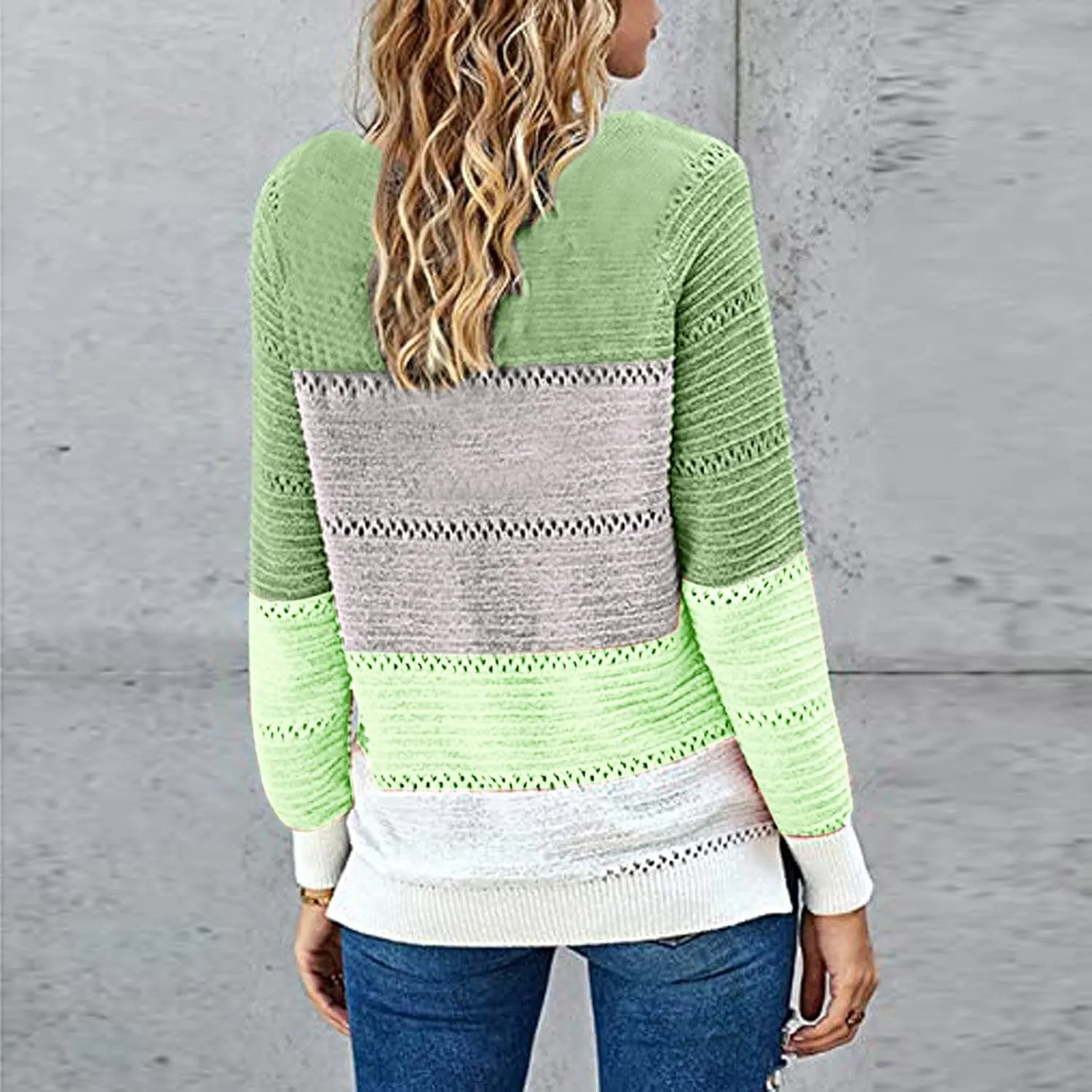 Sweaters for Women Casual Patchwork Sweaters Teen Girls Fashion Hoodies Long Sleeves Shirt Hooded Blouse Knit Pullover