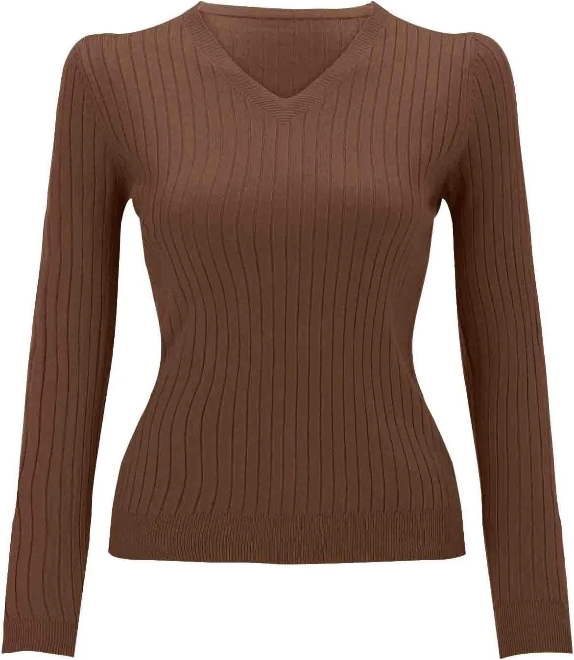 Sweaters for Women Knit Pullover Sweater V Neck Blouse Plain Color Long Sleeve Sweatshirt Slim Fitted Undershirt Top