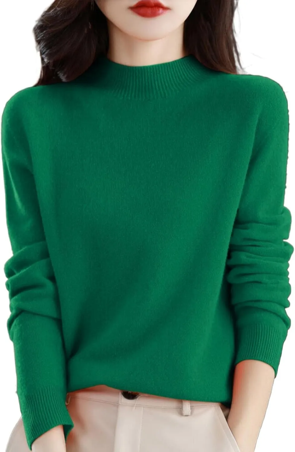 Sweaters for Women Long Sleeve Trendy Jumper Knitted Pullover Soft Warm 100% Cashmere Sweater Tops Clearance
