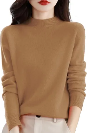 Sweaters for Women Long Sleeve Trendy Jumper Knitted Pullover Soft Warm 100% Cashmere Sweater Tops Clearance