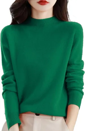 Sweaters for Women Long Sleeve Trendy Jumper Knitted Pullover Soft Warm 100% Cashmere Sweater Tops Clearance