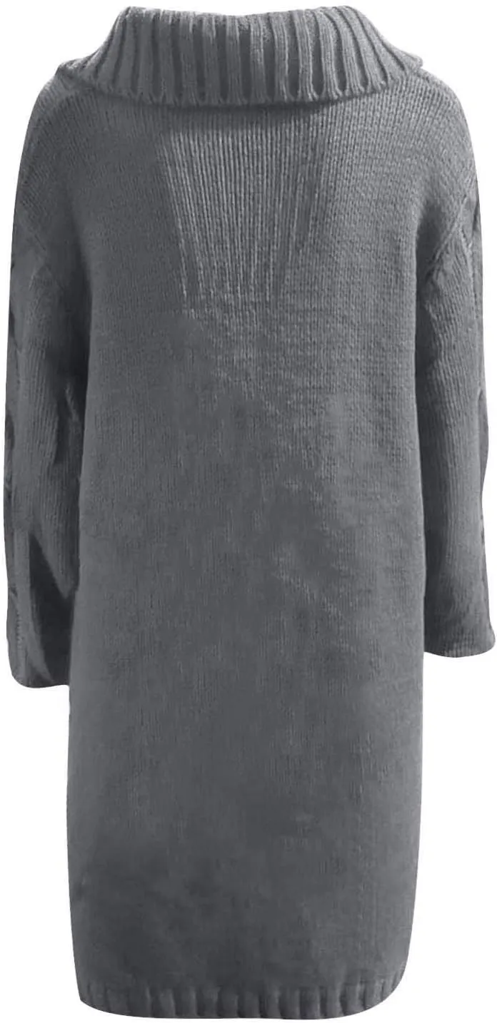 Sweaters for Women Sleeve Knitted Tops Pullover Turtleneck Sweater Long Sweater Fall Sweaters Round Neck Loose