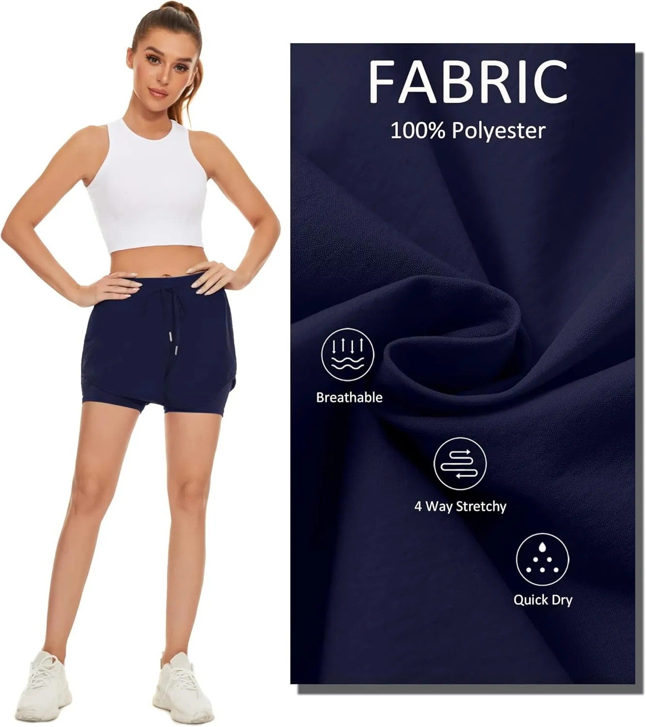 Taydey Women's Quick-Dry Running Workout Sports Shorts
