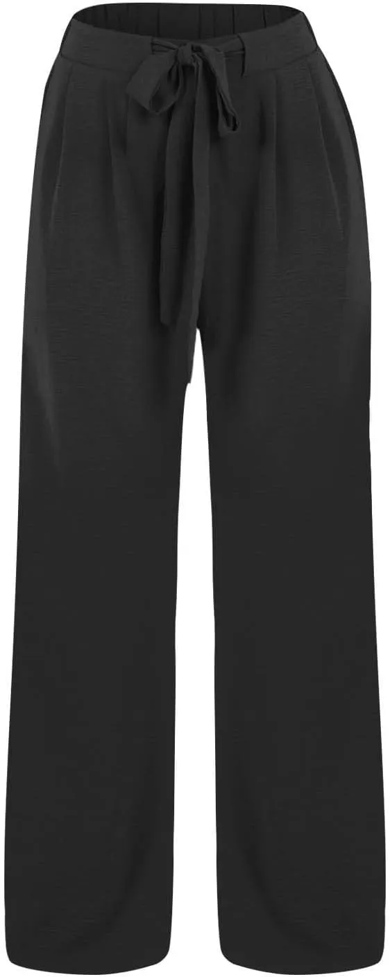 Teen Girls Cotton Linen Wide Leg Pants Drawstring Kids Oversized Casual Lightweight Flowy Palazzo Pants Lounge Long