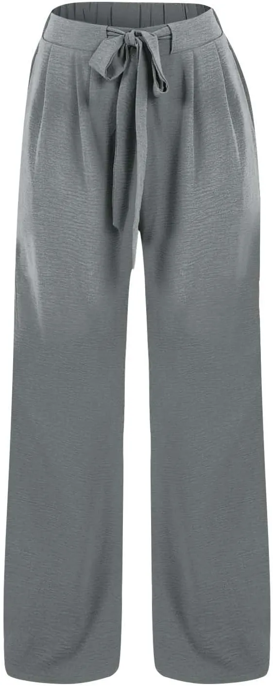 Teen Girls Cotton Linen Wide Leg Pants Drawstring Kids Oversized Casual Lightweight Flowy Palazzo Pants Lounge Long
