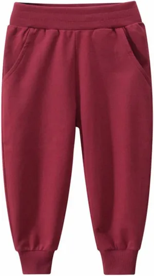 Toddler Girls Boys Jogger Pants Lightweight High Elastic Waist Sweatpants with Pockets Kids Solid Casual Trousers
