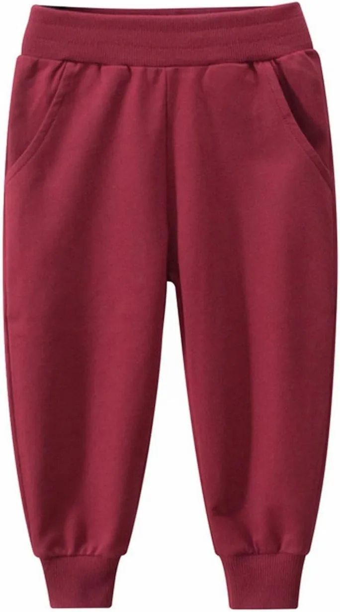 Toddler Girls Boys Jogger Pants Lightweight High Elastic Waist Sweatpants with Pockets Kids Solid Casual Trousers