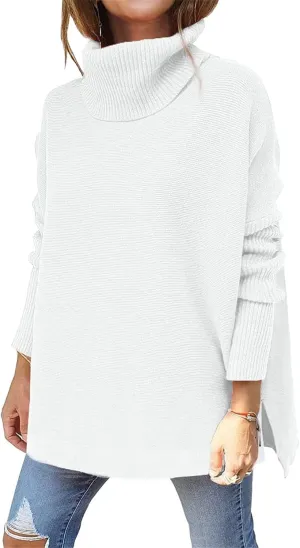 Turtleneck Sweater for Women Oversized Pullover Sweaters Long Sleeve Batwing Sweaters Casual Fall Tops