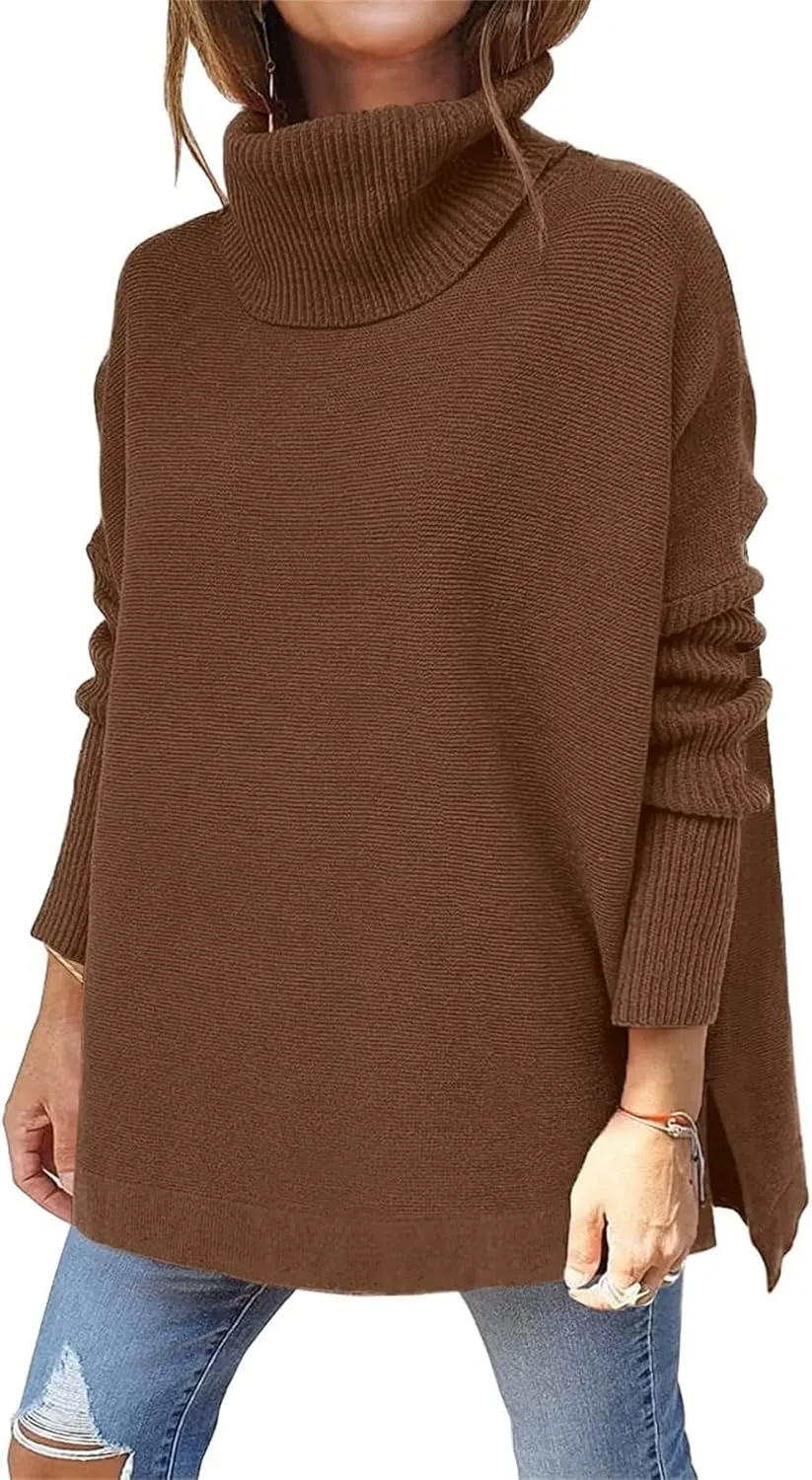 Turtleneck Sweater for Women Oversized Pullover Sweaters Long Sleeve Batwing Sweaters Casual Fall Tops