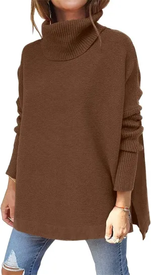 Turtleneck Sweater for Women Oversized Pullover Sweaters Long Sleeve Batwing Sweaters Casual Fall Tops