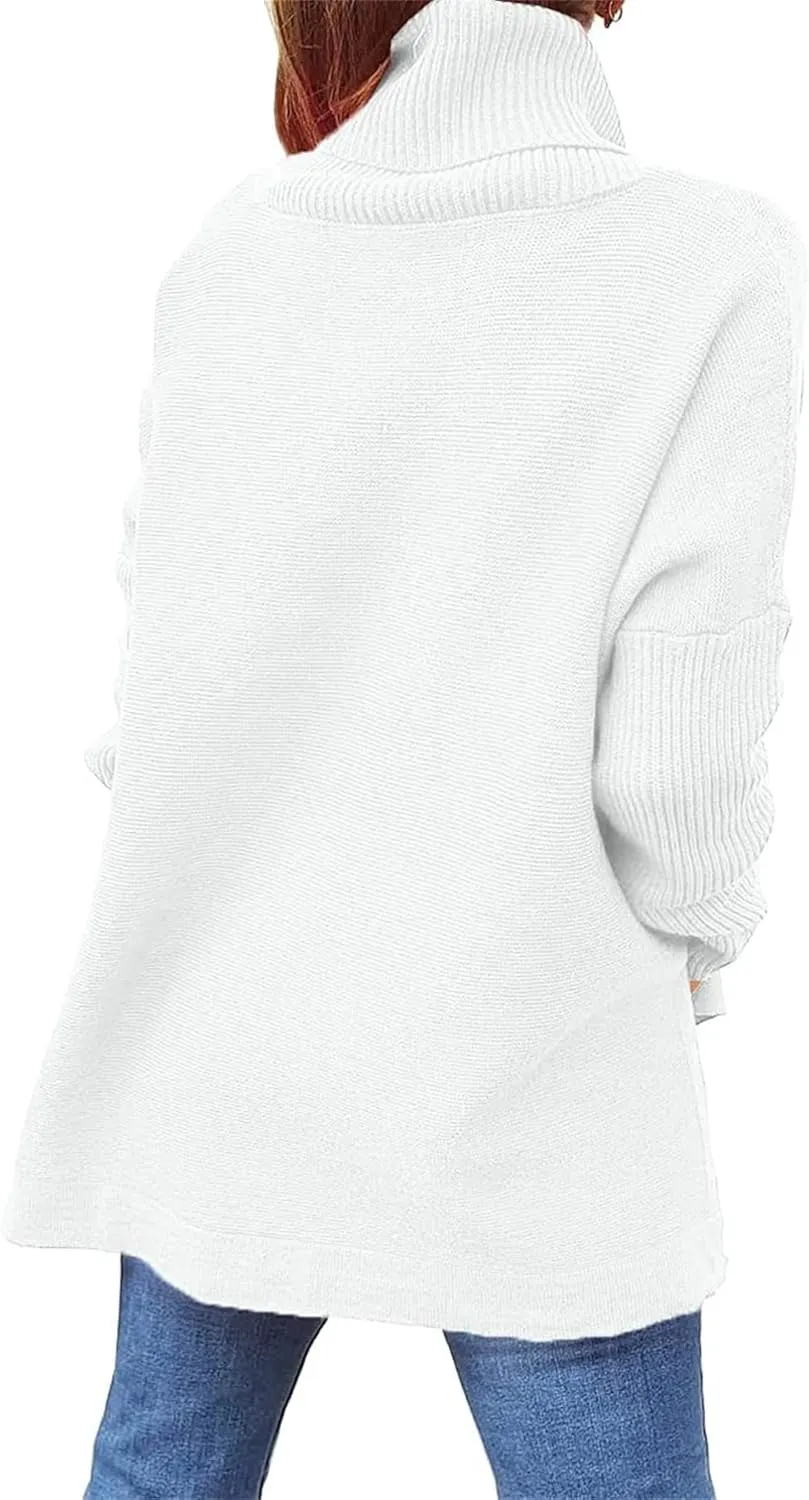 Turtleneck Sweater for Women Oversized Pullover Sweaters Long Sleeve Batwing Sweaters Casual Fall Tops