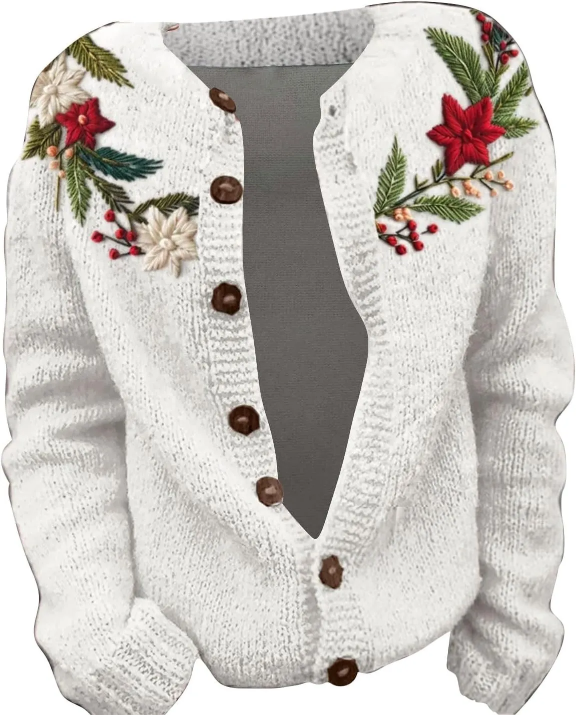 Ugly Christmas Cardigans Sweater for Women Cute Xmas Open Front Button Down Sweater Fall Winter Knitted Outwear Coat