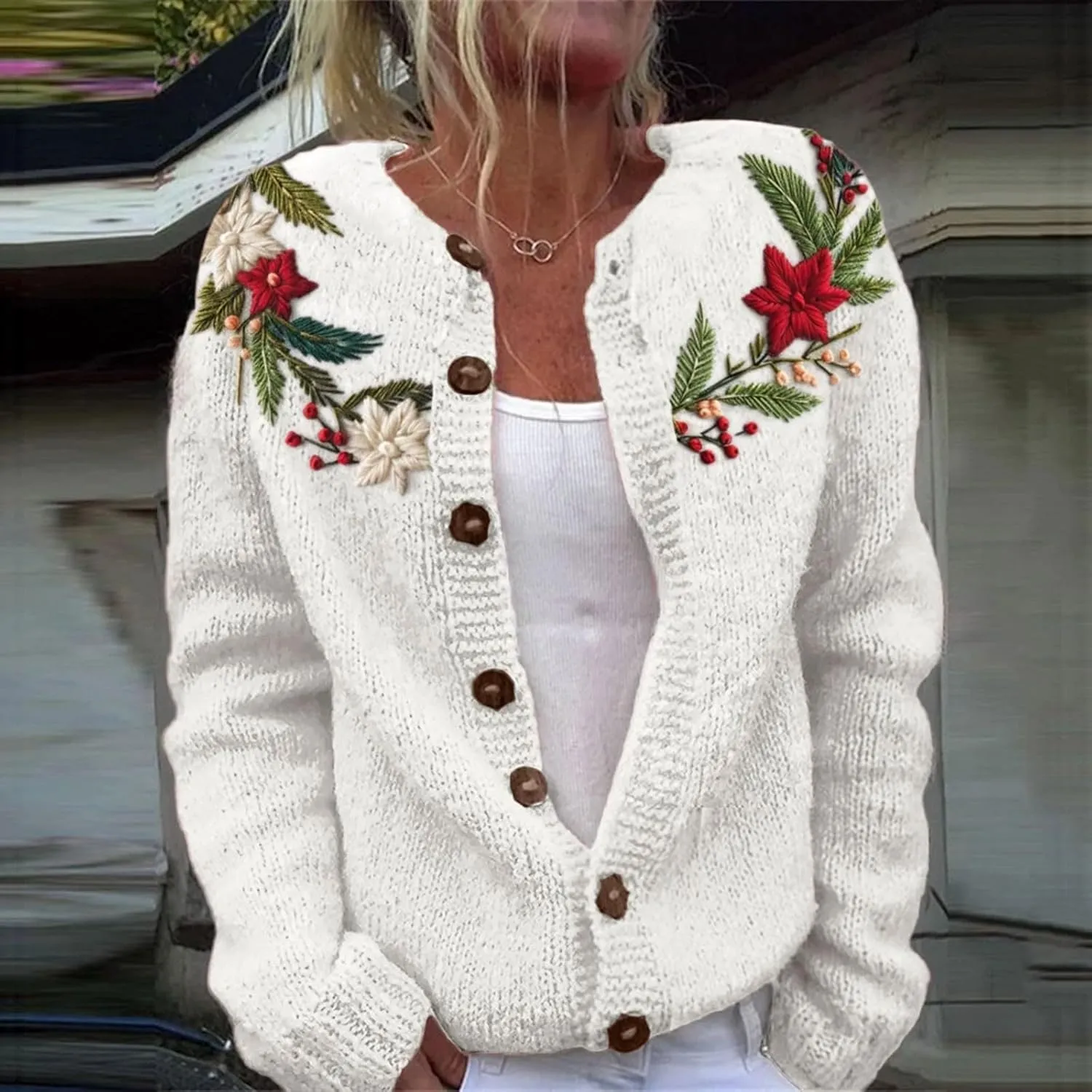 Ugly Christmas Cardigans Sweater for Women Cute Xmas Open Front Button Down Sweater Fall Winter Knitted Outwear Coat