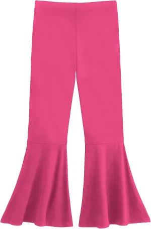 WDIRARA Girl's Flare Pants High Waisted Elastic Waist Bell Bottom Casual Pants