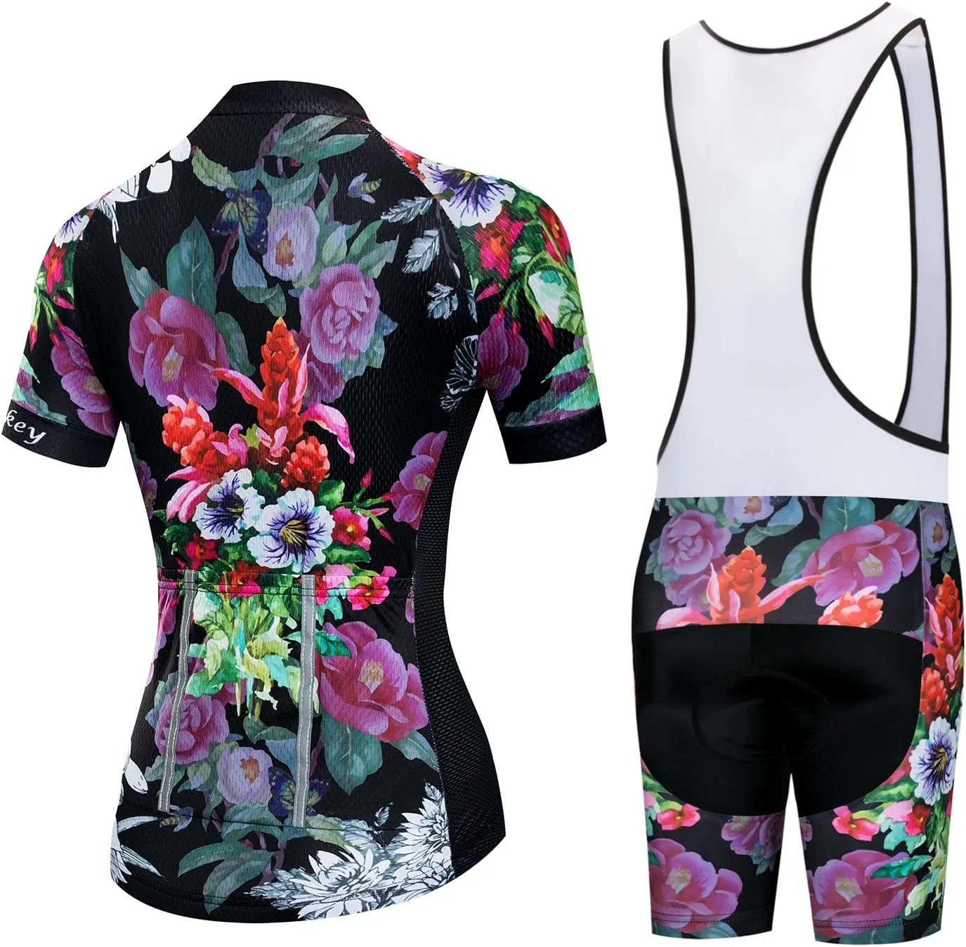 Weimostar Women's Short Sleeve Cycling Jersey Gel Padded Shorts Set MTB Sportswear Reflective