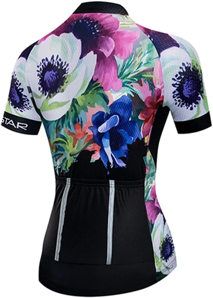 Weimostar Women's Short Sleeve Cycling Jersey Gel Padded Shorts Set MTB Sportswear Reflective