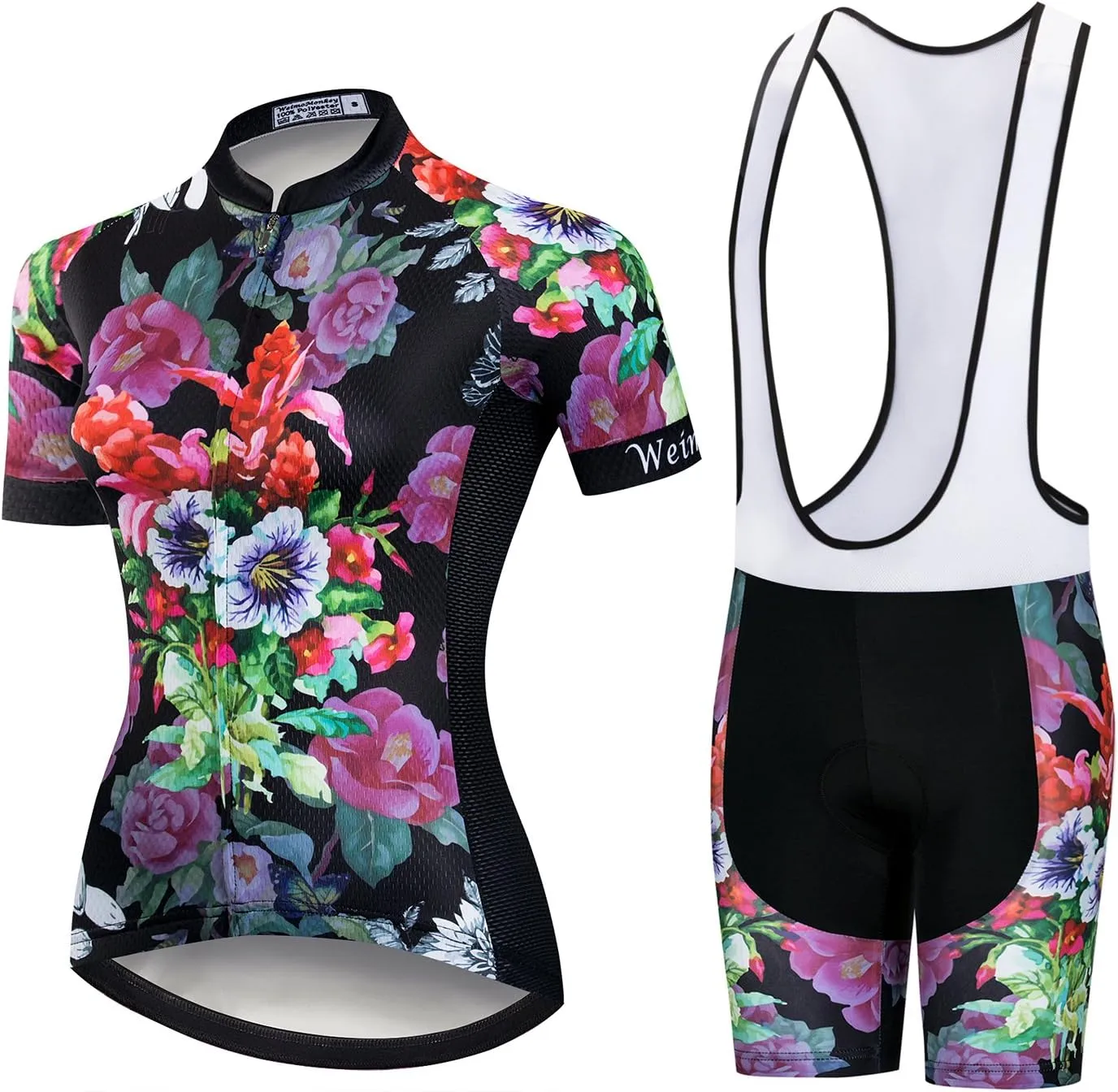 Weimostar Women's Short Sleeve Cycling Jersey Gel Padded Shorts Set MTB Sportswear Reflective
