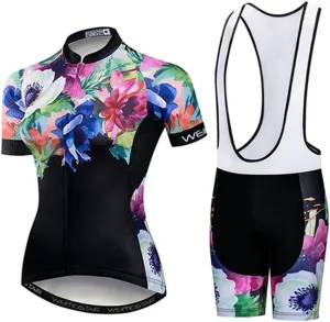 Weimostar Women's Short Sleeve Cycling Jersey Gel Padded Shorts Set MTB Sportswear Reflective