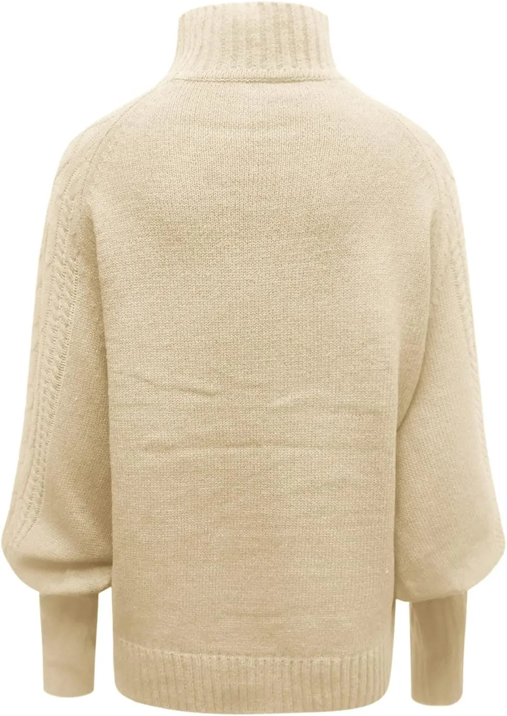 Women 2023 Fall Winter Sweater Mock Neck Balloon Sleeve Sweater Solid Lantern Sleeve Pullover Winter Chunky Sweater