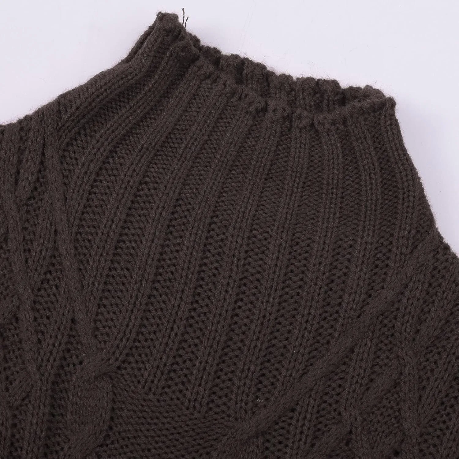 Women Cable Knit Pullover Sweater Turtle Neck Solid Sweater Long Sleeve Slim Fit Pullover Fall Winter Chunky Sweater