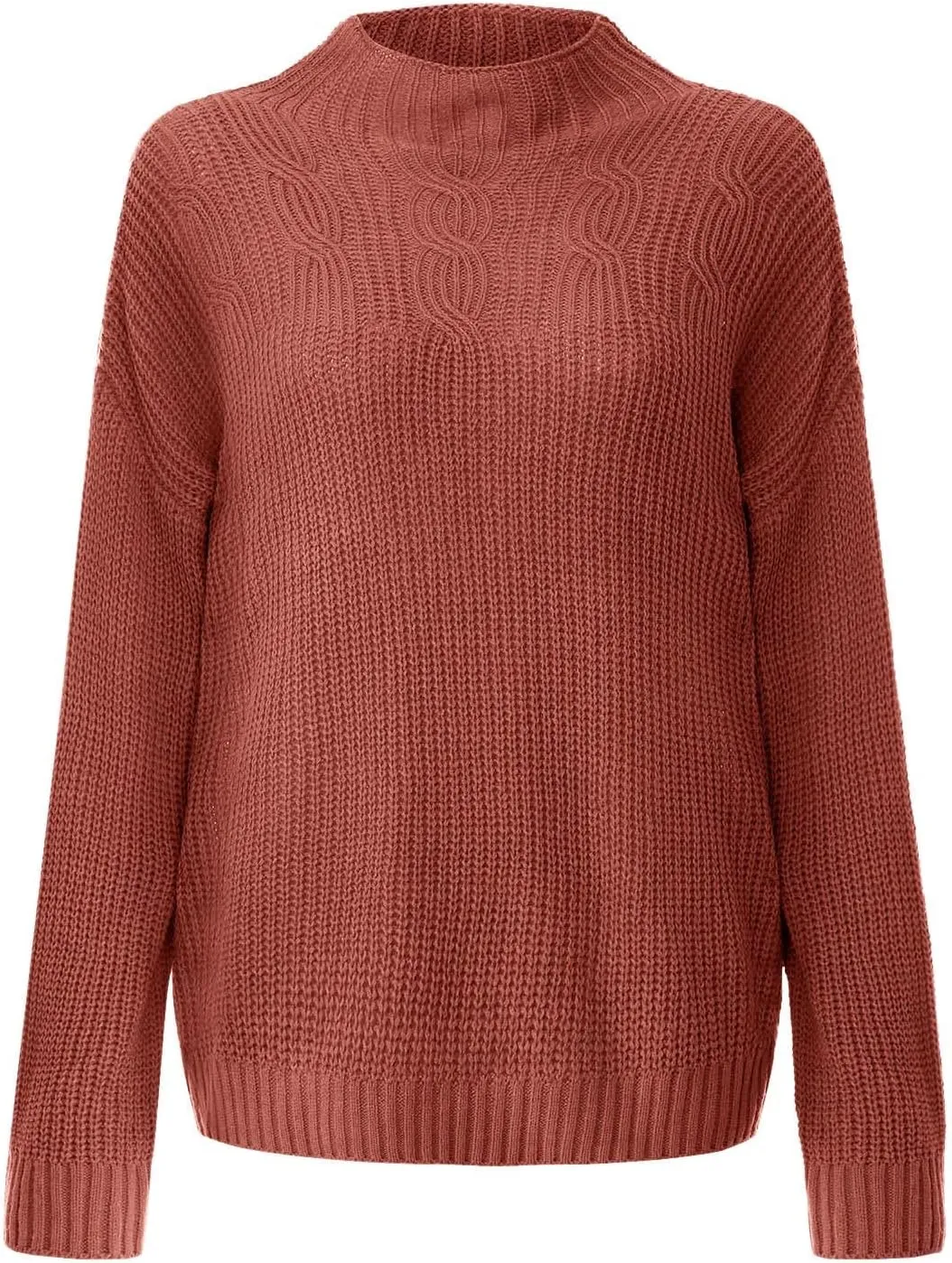Women Casual Turtleneck Sweaters Oversized Vintage Cable Knit Long Sleeve Pullover 2024 Fall Trendy Outfits