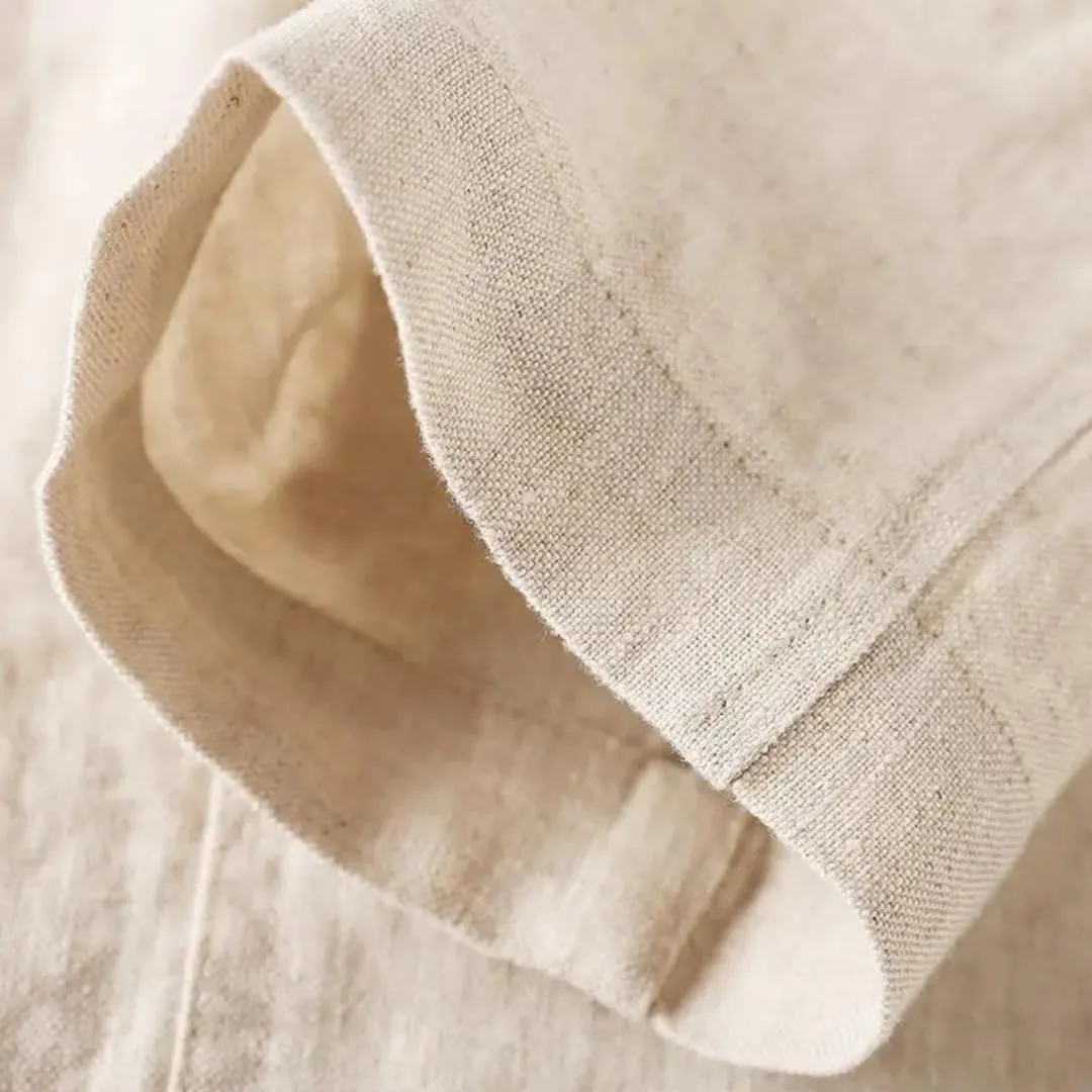 Women Cotton Linen Tailored Long Sleeve Turn-Down Collar Suit Jacket
