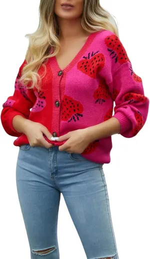 Women Floral Cropped Cardigan Fall Long Sleeve Open Front Daisy Print Knit Sweaters Vintage Y2k Outerwear