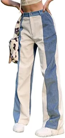 Women Gothic Cargo Jeans Wide Leg Punk Grunge Baggy Denim Pants Loose Trousers Harajuku 90s Streetwear