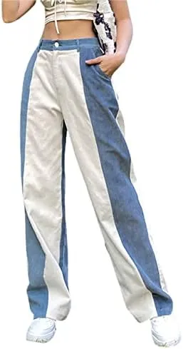 Women Gothic Cargo Jeans Wide Leg Punk Grunge Baggy Denim Pants Loose Trousers Harajuku 90s Streetwear