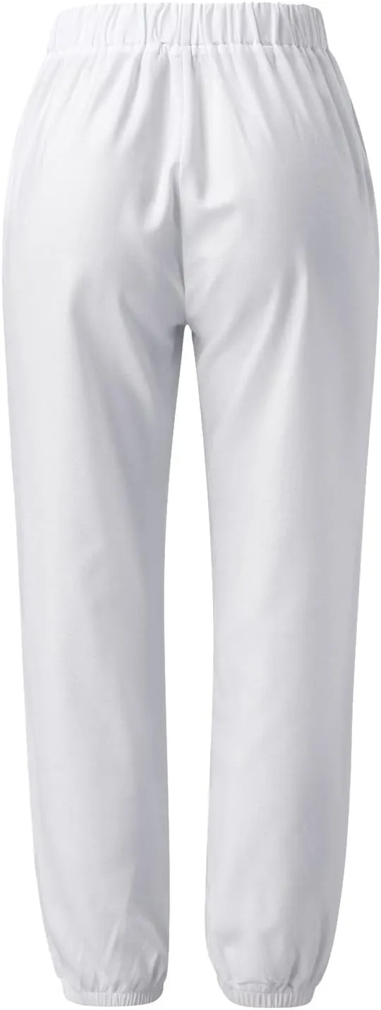 Women High Waist Cotton Linen Pants Flower Printed Wide Leg Straight Trousers Casual Pocket Summer Beach Gauze Pants