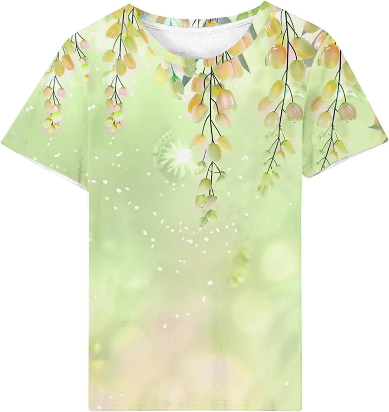 Women Summer Casual Hawaiian Printed T Shirt Short Sleeve Crewneck Vacation Basic Tops Loose Comfy Blouse