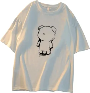 Women T Shirt Cute Bear Printed Kawaii Tops Summer Clothes Harajuku Graphic T Shirts