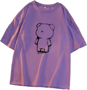 Women T Shirt Cute Bear Printed Kawaii Tops Summer Clothes Harajuku Graphic T Shirts