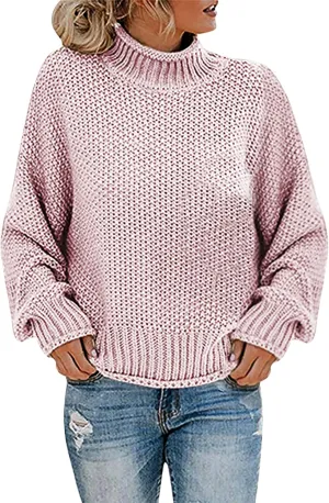Women Turtleneck Oversized Sweaters Tunic Pullover Sweater Knit Tops Long Sleeve Pullover Sweaters Fall Fashion Clothes
