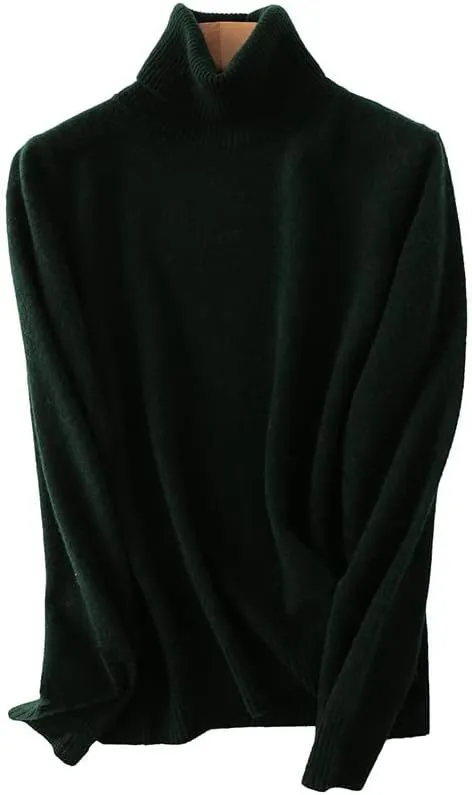 Womens 100% Merino Wool Cashmere Sweaters Turtleneck Knitted Sweater Lightweight Winter Cozy Pullover Tops