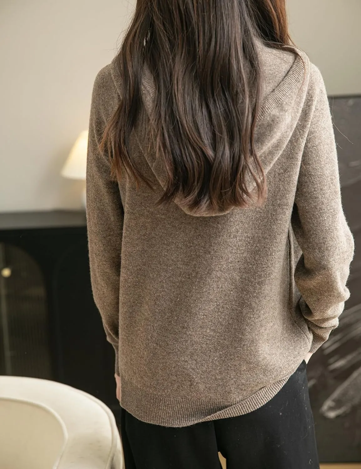 Women's 100% Merino Wool Hoodies 2025 Fall Winter Warm Soft Sweater Long Sleeve Knitted Sweatshirt with Pocket
