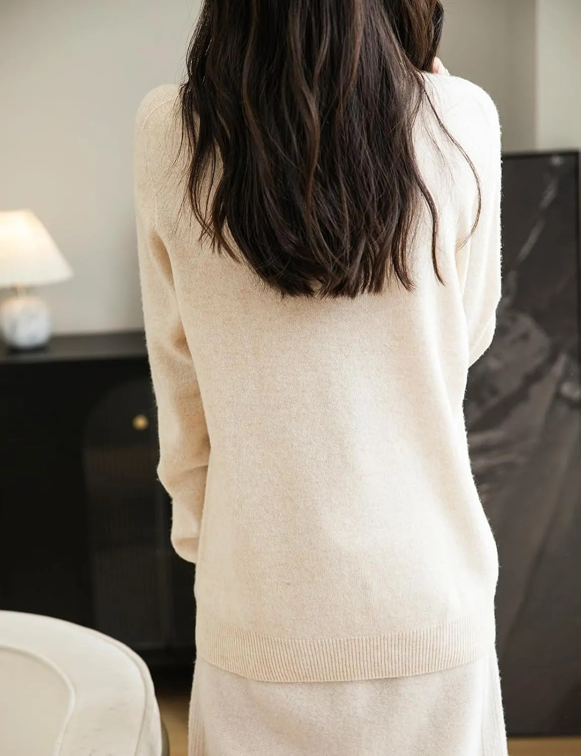 Women's 100% Merino Wool Seamless Sweater Turtleneck First-Line Ready to Wear Long Sleeve Knitted Pullover Tops