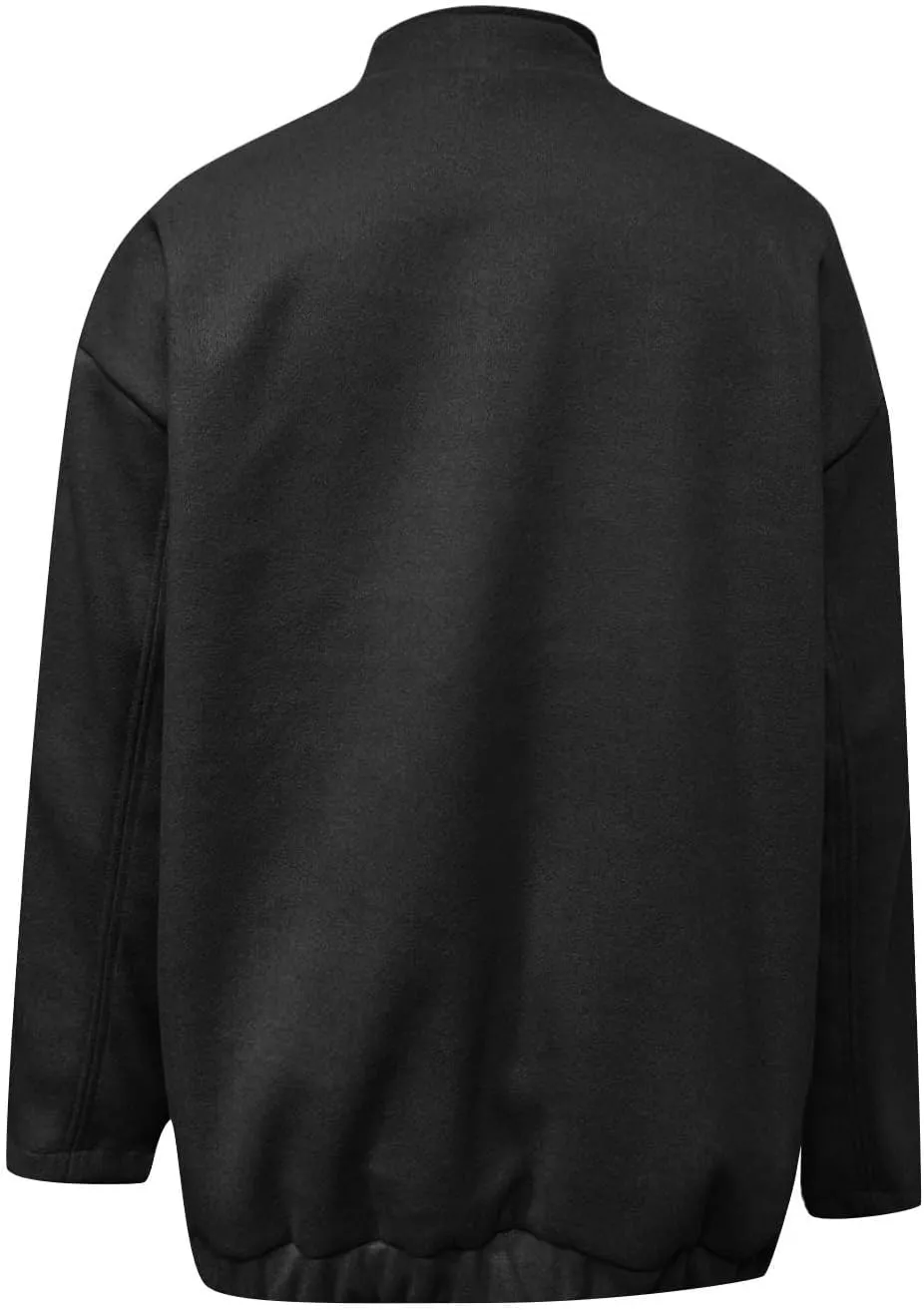 Women's 2023 Fall Oversized Long Sleeve Stand Collar Jackets Classic Button Down Wool Blend Solid Coats with Pockets