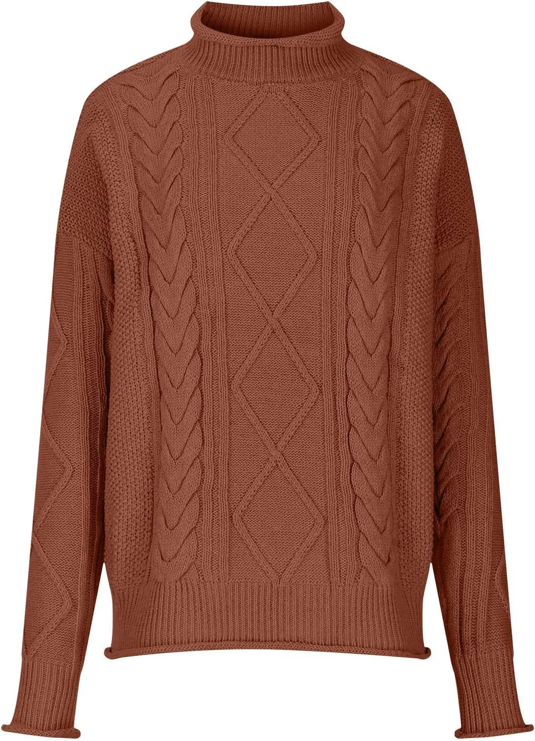 Womens 2023 Trendy Fall Turtleneck Sweaters Oversized Chunky Knitted Sweaters Batwing Long Sleeve Pullover Tops