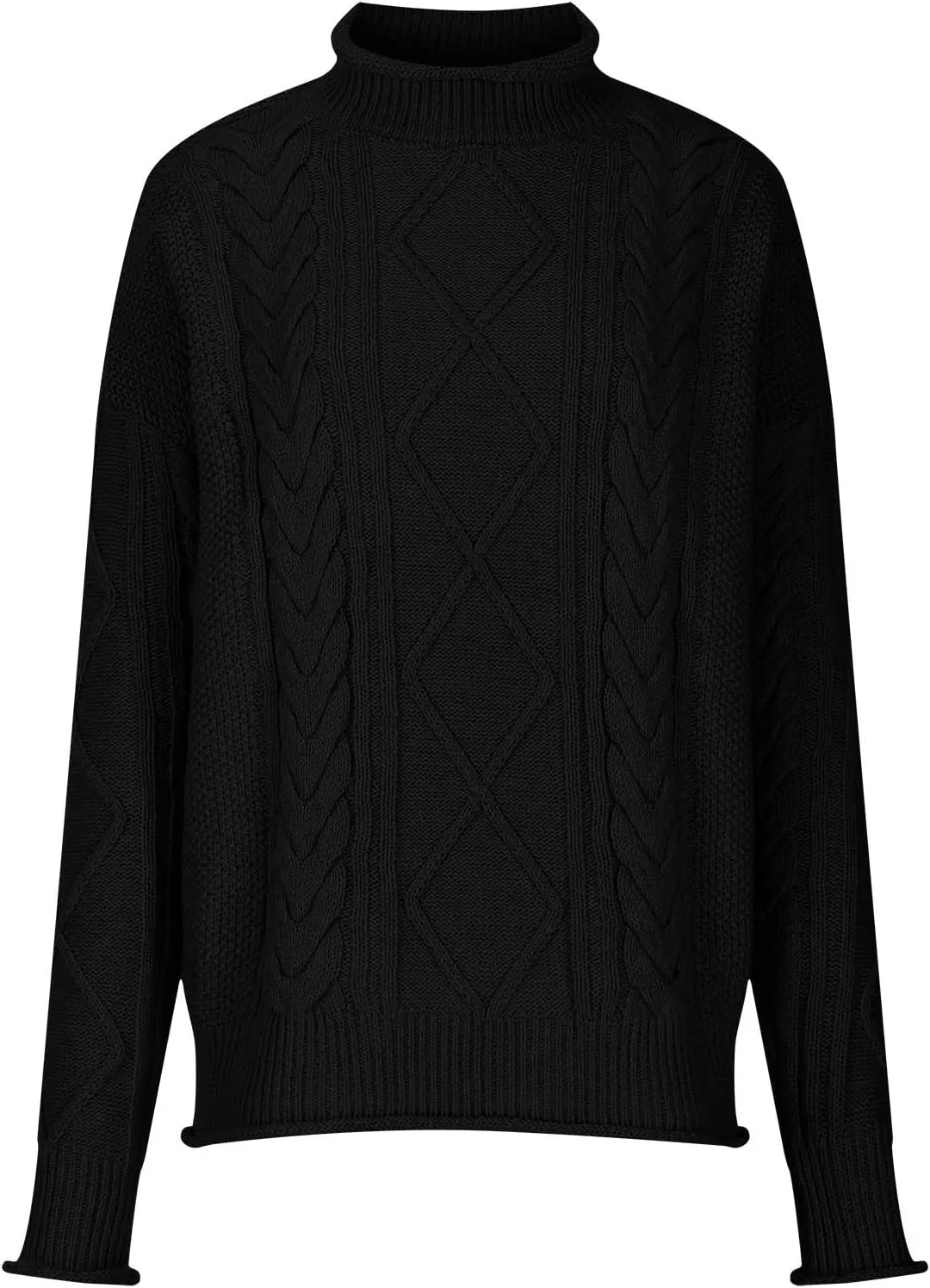 Womens 2023 Trendy Fall Turtleneck Sweaters Oversized Chunky Knitted Sweaters Batwing Long Sleeve Pullover Tops