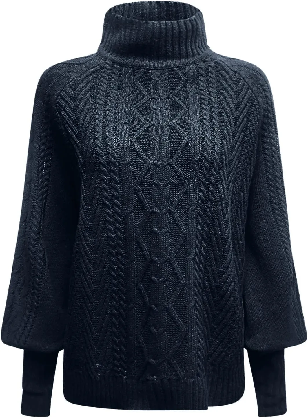 Women's 2024 Fall Long Sleeve Sweaters Cable Knitted Turtleneck Oversized Pullover Tops Fall Winter Comfort Sweaters