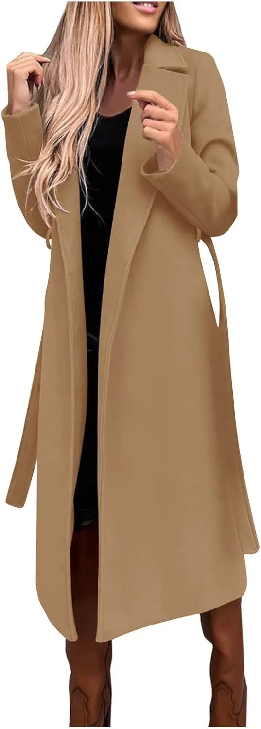 Women's 2024 Wool Blend Coat Oversized Long Winter Dress Coats for Women Thicken Warm Pea Coat Jackets Outerwear