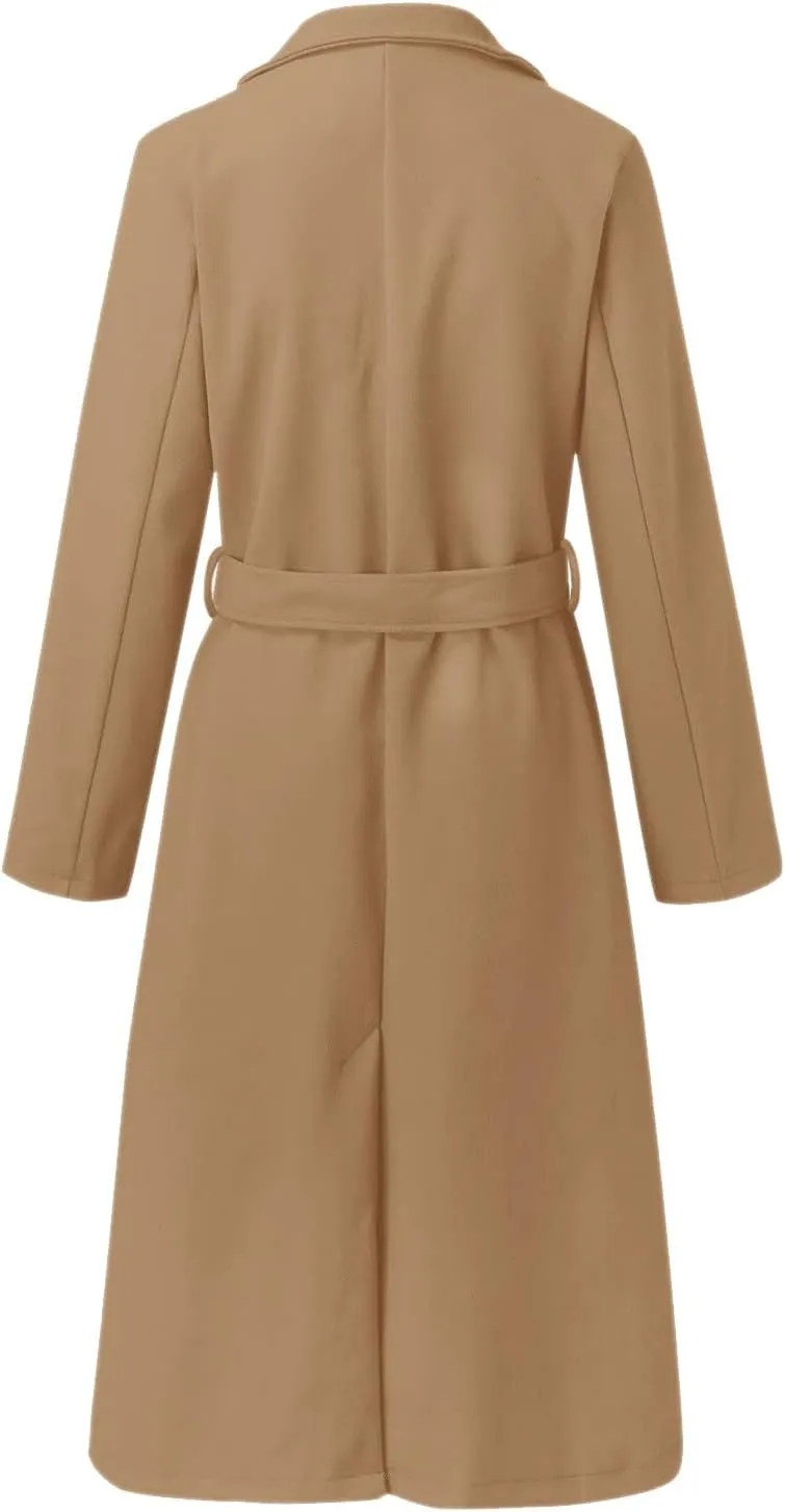 Women's 2024 Wool Blend Coat Oversized Long Winter Dress Coats for Women Thicken Warm Pea Coat Jackets Outerwear